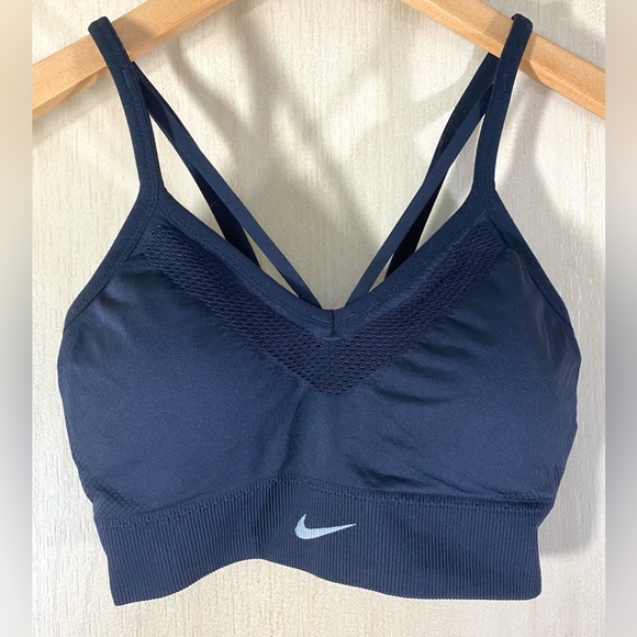 Nike Women’s Black Light Support Padded Sports Bra Sz S Minimalist Stretchy - Picture 1 of 7